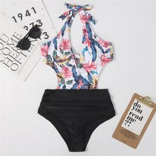 Load image into Gallery viewer, Bikini Set One Piece Swimsuit Beachwear V Neck Sexy Swimming Suit Sports Printing Sling
