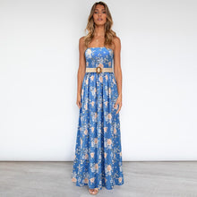 Load image into Gallery viewer, Bikoles Summer Sexy Strapless Spaghetti Straps Women&#39;s Dress 2021 New Fashion Bohemia Flowers Print Blit Tunic Maxi Ladies Robe