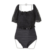 Load image into Gallery viewer, Black Bikini Set Women Push Up Padded  Swimwear Short Sleeve Swimsuit Summer Beach Wear High Waist Biquinis 2021 Hot Sale