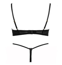 Load image into Gallery viewer, Black Eyelash Lace Women Underwear Temptation Thin Open Bra Panties Intimates Embroidery Bralette Panty Lingerie Sets