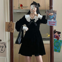 Load image into Gallery viewer, Black Gothic Dress Women Elegant Retro Japanese Style Party Mini Dress Female  High Street Casual Kawaii Korean Dress Women 2020