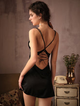 Load image into Gallery viewer, Black Pink Pajamas Dress Woman Summer Thin Soft Silky Suspender Skirt Ice Silk Halter Nightdress Temptation Sleepwear