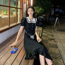 Load image into Gallery viewer, Black Princess Elegant Sweet Dress Women 2021 Summer Slim Korean Designer Party Kawaii Dress Female High Waist Causal Sundress