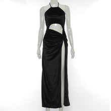 Load image into Gallery viewer, Black Slit Sexy Long Dress Women Halter Neck Bodycon Maxi Dresses Female Hollow Out Club Party Dress Summer Brithday Vestidos