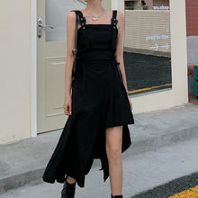 Load image into Gallery viewer, Black Spaghetti Strap Robe Goth Women Summer 2021 Elegant Sexy Party Irregular Gothic Long Dress Korean Style Clothes Vestidos
