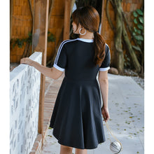 Load image into Gallery viewer, Black Swimwear 2021 Short Sleeve Swimming Suit for Women Tummy Control One Piece Swimsuit with Shorts Plus Size Bathing Suits