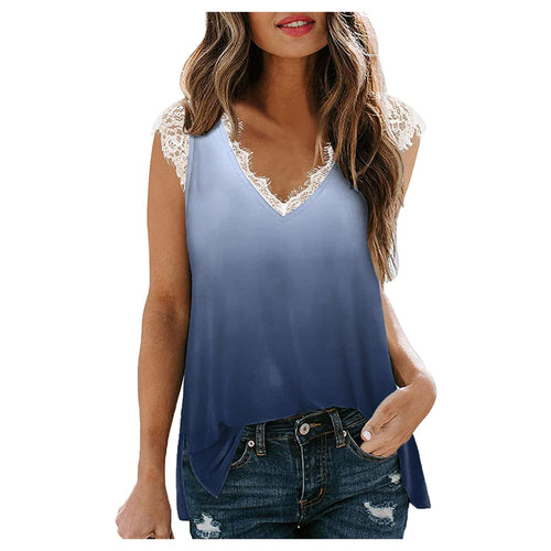 Blouse Shirt Womens Fashion Lace V-neck Vintage Ladies Summer Casual Loose Basic Tops Blouses Or Tops For Woman Ropa Mujer