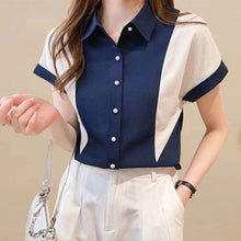 Load image into Gallery viewer, Blouse Women 2021 Summer Chiffon Shirts Blouse Tops Fashion Elegant Casual V-Neck Loose short  sleeve Blouses party Femme Blusa