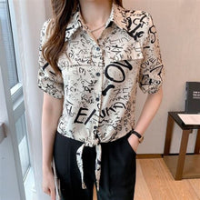 Load image into Gallery viewer, Blouse Women 2021 Summer Chiffon Shirts Blouse Tops Fashion Elegant Casual V-Neck Loose short  sleeve Blouses party Femme Blusa