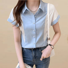 Load image into Gallery viewer, Blouse Women 2021 Summer Chiffon Shirts Blouse Tops Fashion Elegant Casual V-Neck Loose short  sleeve Blouses party Femme Blusa