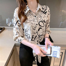 Load image into Gallery viewer, Blouse Women 2021 Summer Chiffon Shirts Blouse Tops Fashion Elegant Casual V-Neck Loose short  sleeve Blouses party Femme Blusa