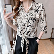 Load image into Gallery viewer, Blouse Women 2021 Summer Chiffon Shirts Blouse Tops Fashion Elegant Casual V-Neck Loose short  sleeve Blouses party Femme Blusa