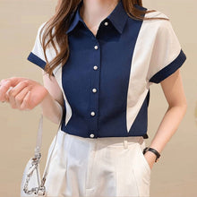 Load image into Gallery viewer, Blouse Women 2021 Summer Chiffon Shirts Blouse Tops Fashion Elegant Casual V-Neck Loose short  sleeve Blouses party Femme Blusa