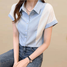 Load image into Gallery viewer, Blouse Women 2021 Summer Chiffon Shirts Blouse Tops Fashion Elegant Casual V-Neck Loose short  sleeve Blouses party Femme Blusa