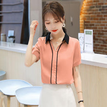 Load image into Gallery viewer, Blouse Women 2021 Summer Chiffon  Shirts Blouse Tops Fashion High Casual V-Neck Loose short sleeve Blouses  party  Femme Blusa