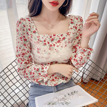 Load image into Gallery viewer, Blouse Women Autumn 2021 New Office Lady Korea French Style Long Sleeve Floral Print Blusas Womens Tops And Blouses