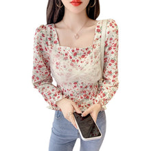Load image into Gallery viewer, Blouse Women Autumn 2021 New Office Lady Korea French Style Long Sleeve Floral Print Blusas Womens Tops And Blouses