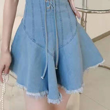 Load image into Gallery viewer, Blue Denim Camisole Dresses 2021 Ladies Summer Casual Vestidos For Women Sexy Backless Spaghetti Strap DrawString Robe Fashion