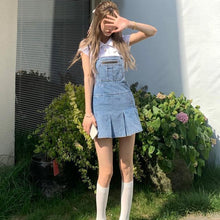 Load image into Gallery viewer, Blue Kawaii Denim Women Dress Summer 2021 Harajuku Casual Suspender Pleated Mini Dress Streetwear Chic Korean Fashinon Clothing