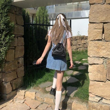 Load image into Gallery viewer, Blue Kawaii Denim Women Dress Summer 2021 Harajuku Casual Suspender Pleated Mini Dress Streetwear Chic Korean Fashinon Clothing