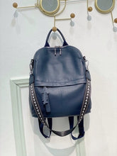 Load image into Gallery viewer, Blue Large Capacity Women Backpack Natural Genuine Leather Ruckrask Fish Zipper Design Teenager Girl Rucksack Vintage School Bag
