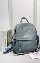 Load image into Gallery viewer, Blue Large Capacity Women Backpack Natural Genuine Leather Ruckrask Fish Zipper Design Teenager Girl Rucksack Vintage School Bag