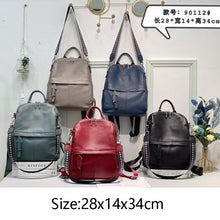 Load image into Gallery viewer, Blue Large Capacity Women Backpack Natural Genuine Leather Ruckrask Fish Zipper Design Teenager Girl Rucksack Vintage School Bag