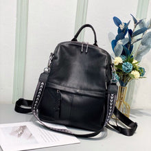 Load image into Gallery viewer, Blue Large Capacity Women Backpack Natural Genuine Leather Ruckrask Fish Zipper Design Teenager Girl Rucksack Vintage School Bag