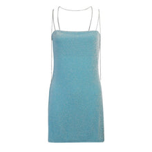 Load image into Gallery viewer, Blue Sexy Dress Women Spaghetti Strap Dresses Female High Waist Sheath Party Dress Summer 2021 Mini Sleeveless Holiday Vestidos