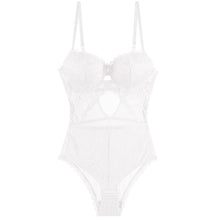 Load image into Gallery viewer, Body Women Sexy Lingerie Push Up Bodysuit Padded Cup Underwire Floral Pattern Army Green Bra and Brief Set High Cut Underwear