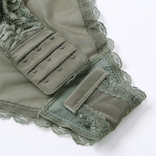 Load image into Gallery viewer, Body Women Sexy Lingerie Push Up Bodysuit Padded Cup Underwire Floral Pattern Army Green Bra and Brief Set High Cut Underwear