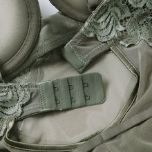Load image into Gallery viewer, Body Women Sexy Lingerie Push Up Bodysuit Padded Cup Underwire Floral Pattern Army Green Bra and Brief Set High Cut Underwear