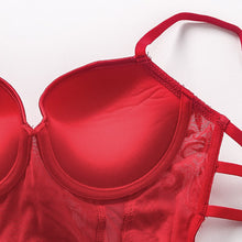 Load image into Gallery viewer, Body Women&#39;s Sexy Lingerie Bodysuit Push Up Padded Cup Strappy Back Underwire Floral Emboridery Underwear One-piece Lingerie