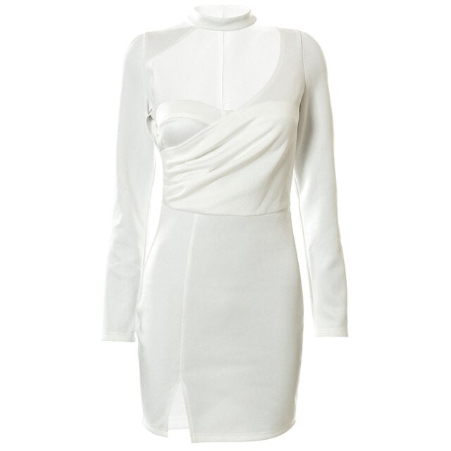 Bodycon Bandage Dress Women 2021 Summer Sexy Elegant Black Hollow Out Party Dress Elegant Cotton Maxi Long Sleeve Dress