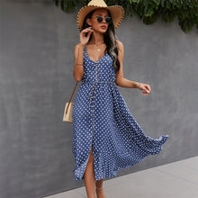 Load image into Gallery viewer, Bohemia Polka Dot Spaghetti Strap Dress Women 2021 Summer Casual V Neck Holiday Bandage Dress Ladies Beach Slim A Line Dresses