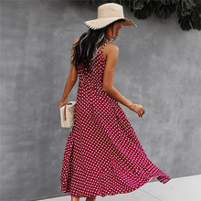 Load image into Gallery viewer, Bohemia Polka Dot Spaghetti Strap Dress Women 2021 Summer Casual V Neck Holiday Bandage Dress Ladies Beach Slim A Line Dresses