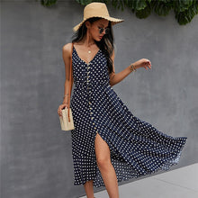 Load image into Gallery viewer, Bohemia Polka Dot Spaghetti Strap Dress Women 2021 Summer Casual V Neck Holiday Bandage Dress Ladies Beach Slim A Line Dresses
