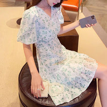 Load image into Gallery viewer, Bohemian Sweet Fashion Short Sleeve Women Chiffon Dress Embroidery Floral Sexy Elegant Office Ladies Summer Beach Vestidos 2021