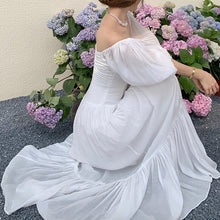 Load image into Gallery viewer, Bohemian Vintage Puff Sleeve White Long Robe Women Summer Elegant Party Dresses Fashion Square Collar Vacation Vestidos De Mujer