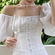 Load image into Gallery viewer, Bohemian Vintage Puff Sleeve White Long Robe Women Summer Elegant Party Dresses Fashion Square Collar Vacation Vestidos De Mujer