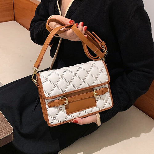 Bolsa de couro pu com aba, pequena bolsa crossbody feminina fashion de marca bolsas de ombro feminina, bolsa mensageiro de viage