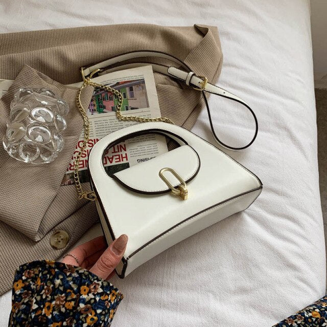 Bolsa de mão de luxo com alça curta, em couro pu, cor sólida, para mulheres, shopper de tendências,  bolsa de ombro mensage