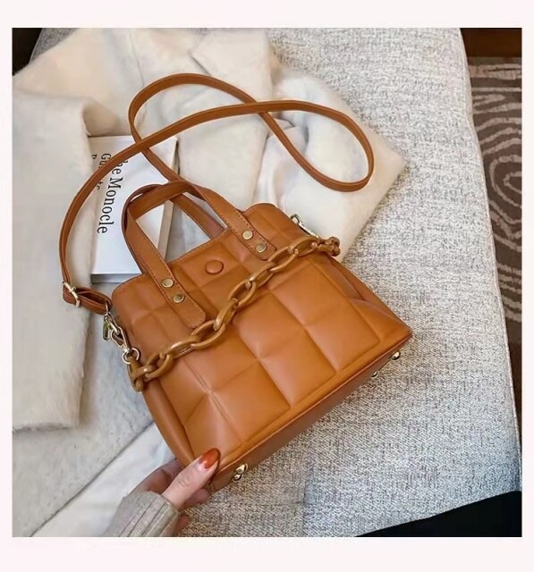 Bolsa de mão feminina quadrada  bolsa de ombro moderna, couro pu de alta qualidade, bolsa carteiro