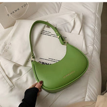 Load image into Gallery viewer, Bolsa de ombro pequena para mulheres, bolsa verde simples de alta qualidade de couro pu, bolsa de mão feminina de marca de luxo,