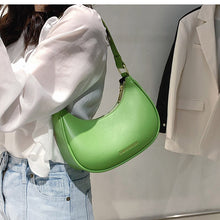 Load image into Gallery viewer, Bolsa de ombro pequena para mulheres, bolsa verde simples de alta qualidade de couro pu, bolsa de mão feminina de marca de luxo,