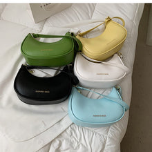 Load image into Gallery viewer, Bolsa de ombro pequena para mulheres, bolsa verde simples de alta qualidade de couro pu, bolsa de mão feminina de marca de luxo,