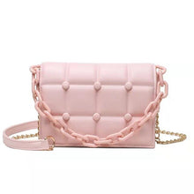 Load image into Gallery viewer, Bolsa feminina de ombro com corrente, bolsa para mulheres nova, luxuosa, sacola de rebite, de couro, para viagem