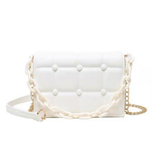 Load image into Gallery viewer, Bolsa feminina de ombro com corrente, bolsa para mulheres nova, luxuosa, sacola de rebite, de couro, para viagem