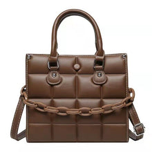 Load image into Gallery viewer, Bolsa quadrada feminina de couro pu de qualidade, xadrez, bolsa de mão, transversal, estilosa, de ombro, carteiro, nova
