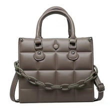 Load image into Gallery viewer, Bolsa quadrada feminina de couro pu de qualidade, xadrez, bolsa de mão, transversal, estilosa, de ombro, carteiro, nova